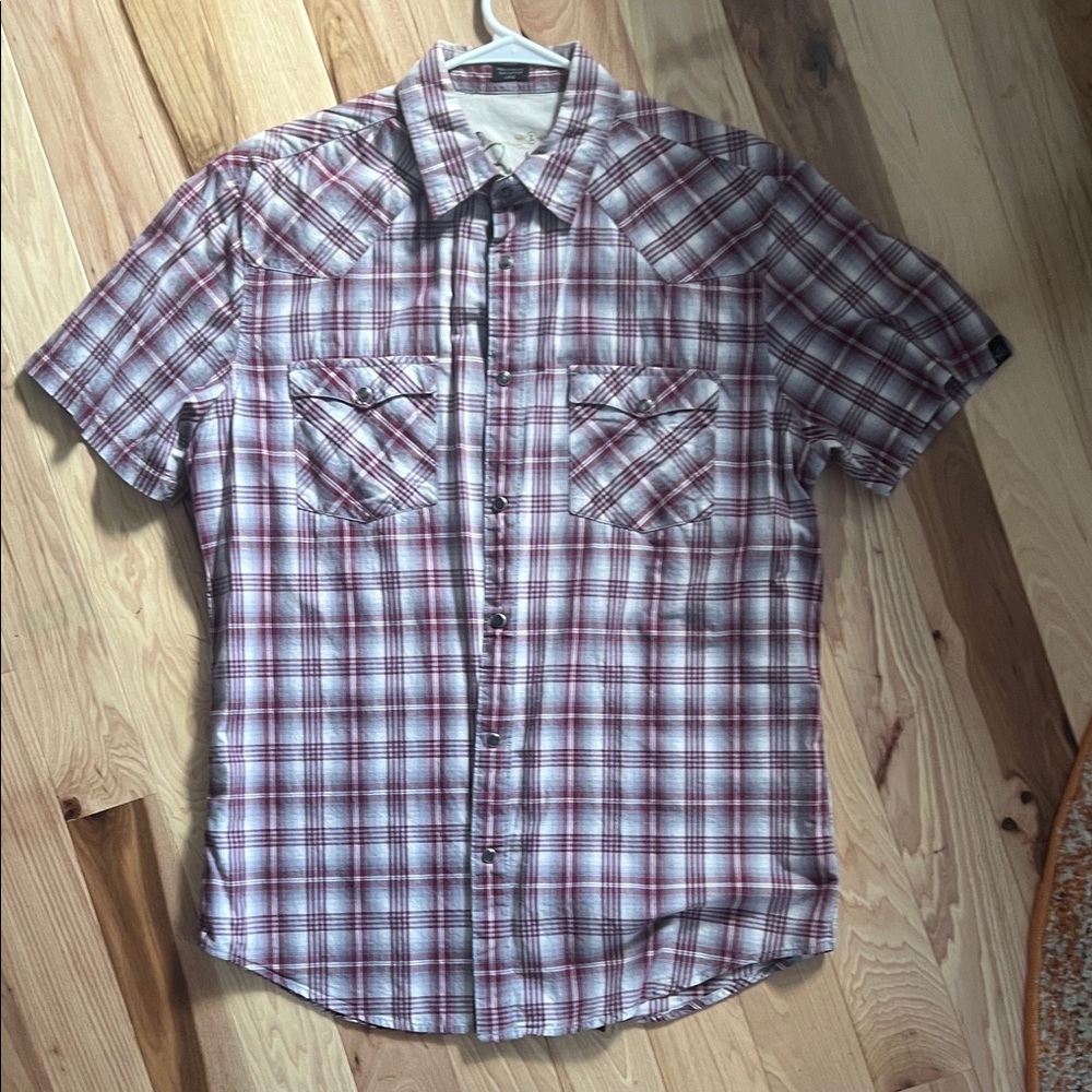 Bullhead Red and White Plaid Button Down Shirt